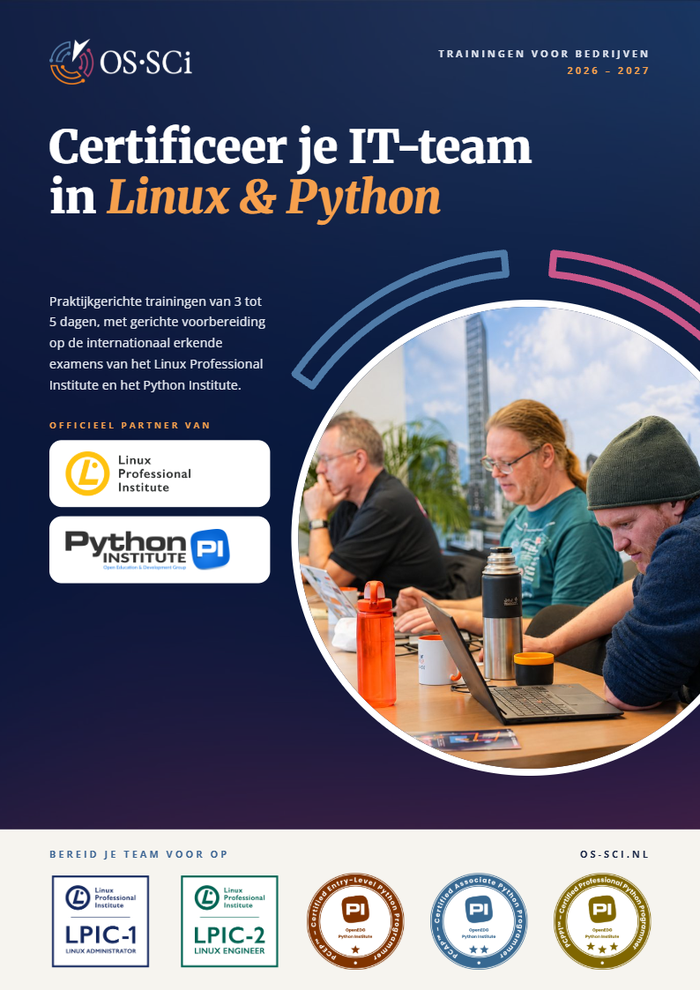 Cover brochure OS-SCi Certificeringstrainingen 2026–2027